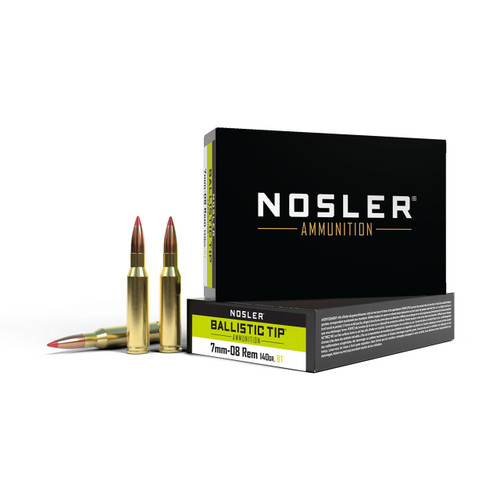 Nosler Ballistic Tip Hunting Ammunition - 7mm-08 Rem, 140 gr, BT, 2825 fps, Model 40059