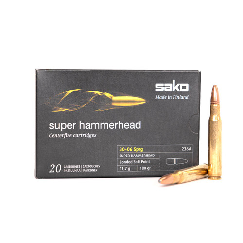 Sako Super Hammerhead Ammunition - 30-06 Spr, 180 gr, Bonded Soft Point, Model P631236A