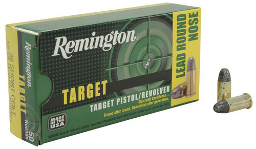 Remington Target Pistol/Revolver Ammunition - 38 Short Colt, 125gr, LRN, 50 Rounds