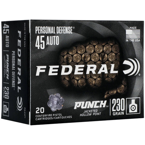 Federal Personal Defense Punch Ammunition - 45 ACP, 230 gr, JHP, 890 fps, Model PD45P1