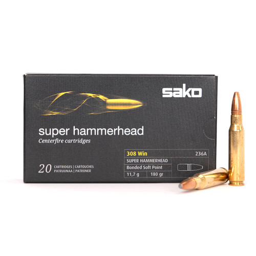 Sako Super Hammerhead, 308 Win, 180 gr, Bonded Soft Point, Centrefire Ammunition (20 rds)