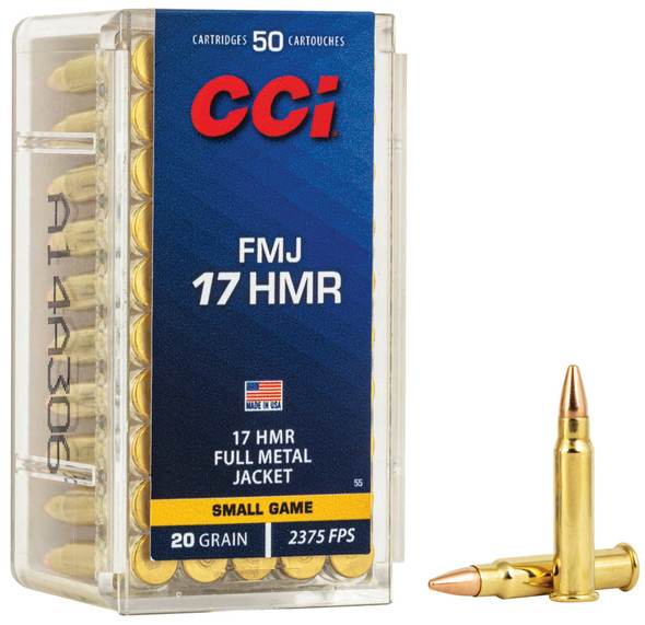 CCI Full Metal Jacket Ammunition: 17 HMR, 20 Grain, Full Metal Jacket, 2375 fps