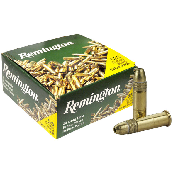 Remington 22 Golden Bullet Ammunition: 22 LR, 36 gr, Copper Plated HP, 1280 fps, Model 21250