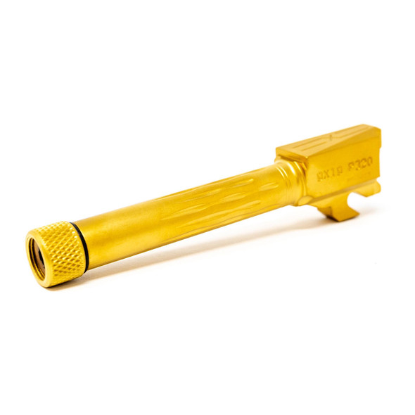 Faxon Firearms Match Series Barrel for SIG P320 Compact w/ Flame Fluting, 416-R Stainless, Threaded , TiN PVD