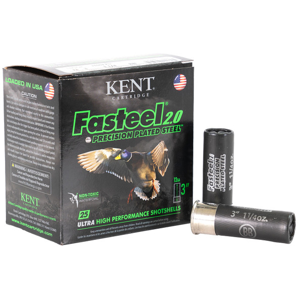Kent Fasteel 2.0 Precision Plated Steel Waterfowl Ammunition - 12 Gauge, 3", BB, Steel, 1-1/4 oz, 1500 fps, Model K123FS36-BB