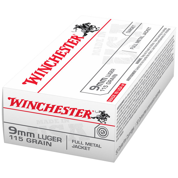 Winchester USA White Box 9mm, 115 gr, FMJ Ammunition