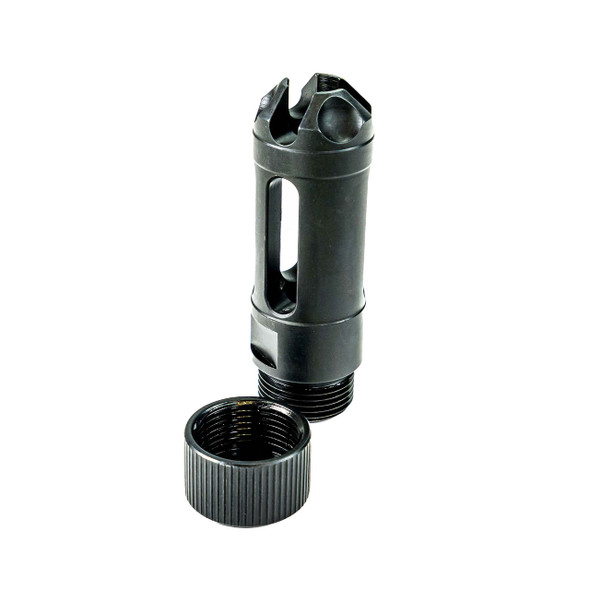 Faxon Firearms 9mm/350 Legend MuzzLok Ported Flash Hider, Steel, QPQ Nitride