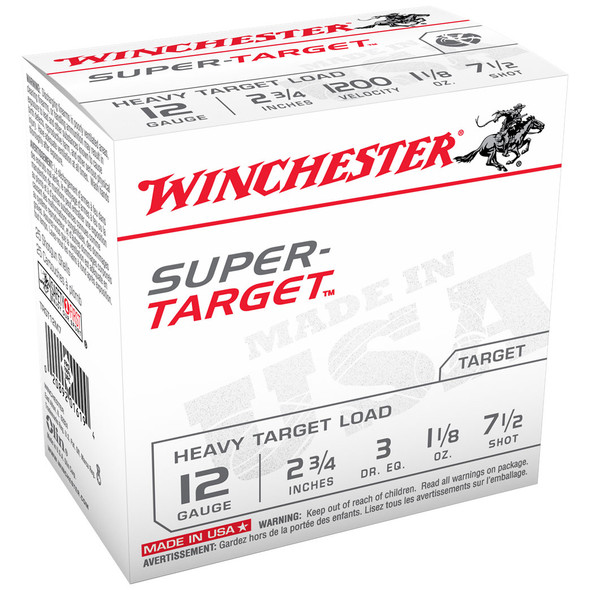 Winchester Super Target 12 Gauge, 2-3/4", #7.5, 1-1/8 oz Shotshell Ammunition