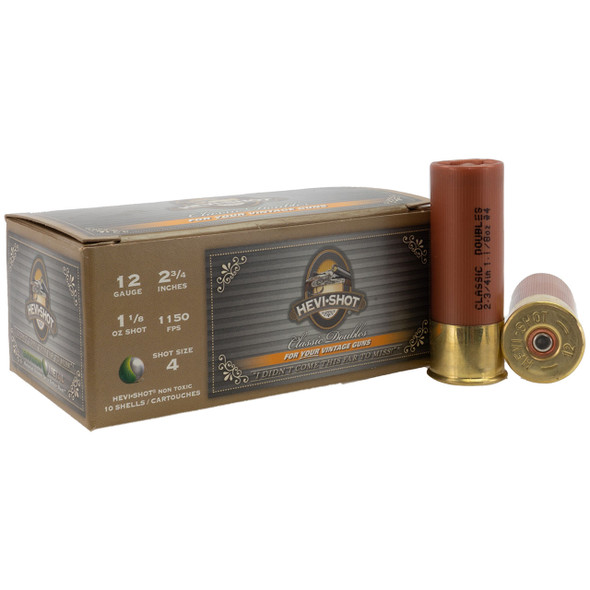 HEVI-Shot Classic Doubles Ammunition - 12 Gauge, 2-3/4", #4, Non Toxic, 1-1/8 oz, 1150 fps, Model HS12014