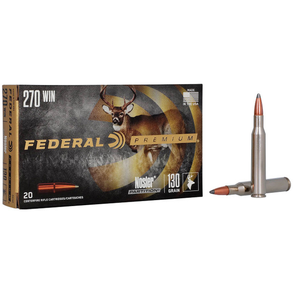 Federal Nosler Partition Ammunition - 270 Win, 130 gr, NP, 3060 fps, Model P270P