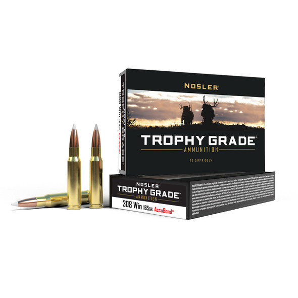 Nosler Trophy Grade Ammunition - 308 Win, 165 gr, AccuBond, 2800 fps, Model 60049