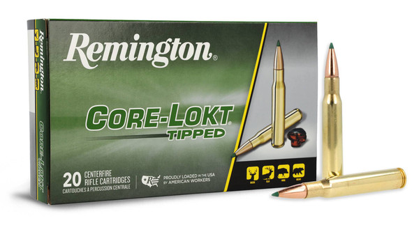 Remington Core-Lokt Tipped Ammunition: 30-06 Springfield, 165 Grain, Core-Lokt Tipped, 2820 fps, Qty: 20