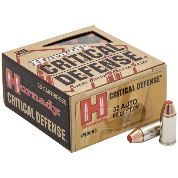 Hornady Critical Defense Ammunition: 32 Auto, 60 gr, FTX, 1000 fps, Model 90063