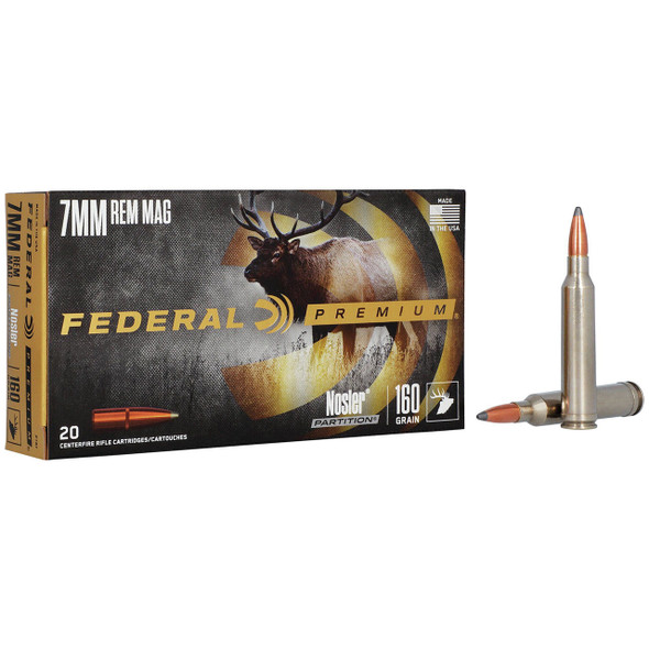 Federal Nosler Partition Ammunition: 7mm Rem Mag, 160 gr, NP, 2950 fps, Model P7RF