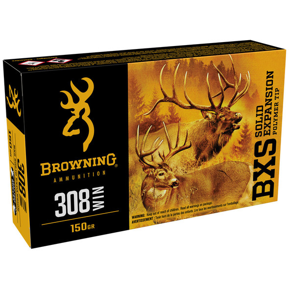 Browning BXS Copper Expansion Ammunition - 308 Win, 150 gr, Polymer Tipped, 2820 fps, Model B192403081