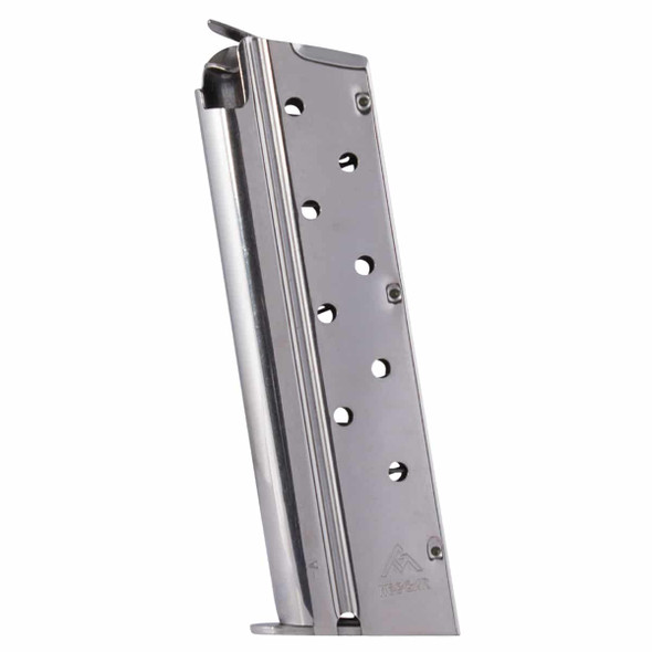 Mec-Gar Magazine for 1911 Full-Size - 9mm, 9-Rounds, Nickel, Metal Floorplate