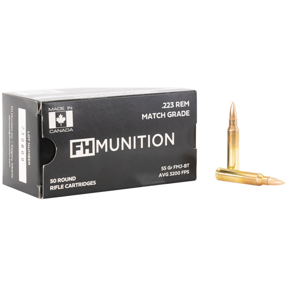 FH Munition Match Grade Ammunition - 223 Rem, 55 gr, FMJ-BT, Model FH22355