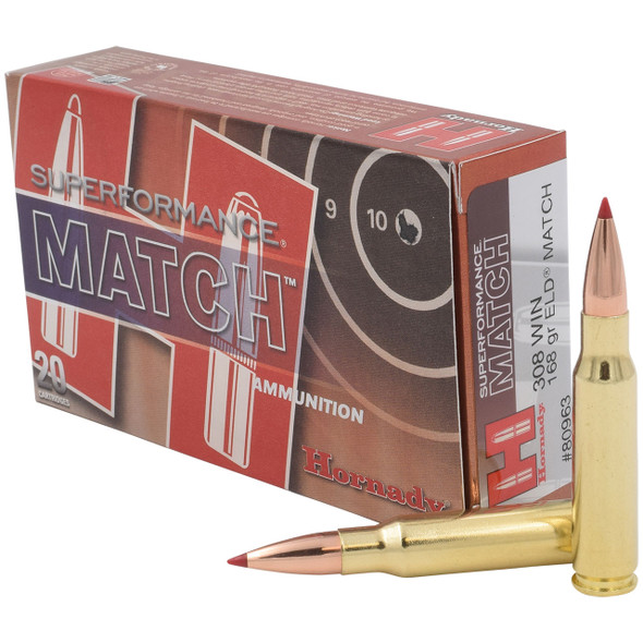 Hornady Superformance Match 308 Win, 168 gr, ELD Match Ammunition