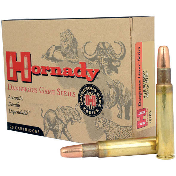 Hornady Dangerous Game Ammunition: 416 Rigby, 400 gr, DGS, 2400 fps, Model 8265