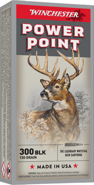 Winchester Power-Point Ammunition: 300 Blackout, 150 Grain, Power-Point, 1890 fps
