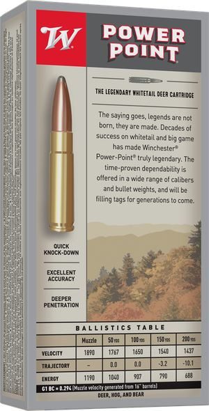 Winchester Power-Point Ammunition: 300 Blackout, 150 Grain, Power-Point, 1890 fps