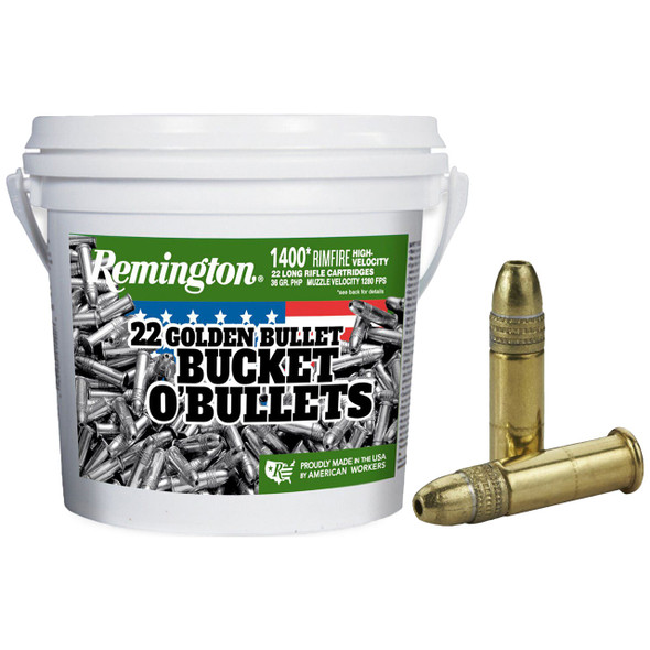 Remington 22 Golden Bullet Ammunition - 22 LR, 36 gr, Brass Plated Hollow Point, 1280 fps, Model 21231