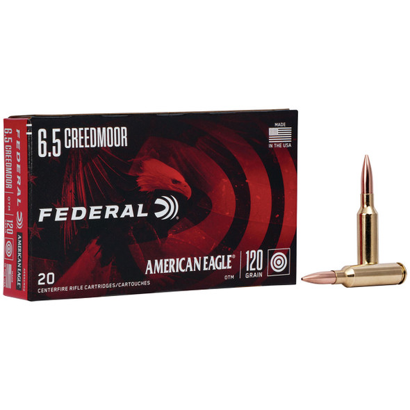 Federal American Eagle Rifle Ammunition - 6.5 Creedmoor, 120 gr, OTM, 2900 fps, Model AE65CRD2