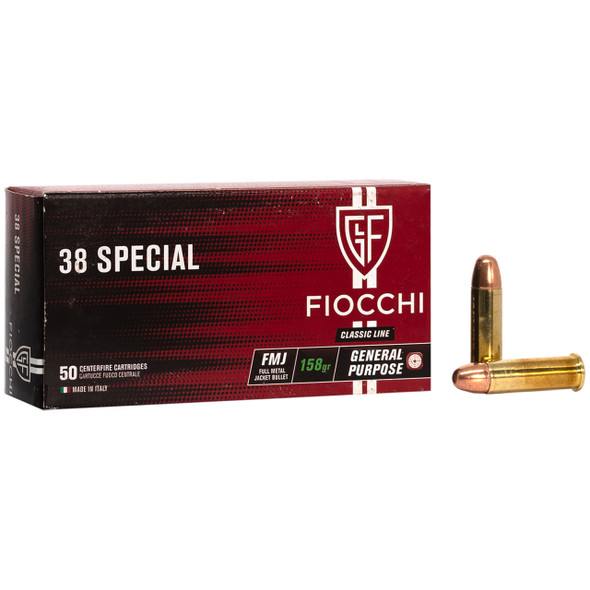 Fiocchi Classic Line Ammunition - 38 Spl, 158 gr, FMJ, 730 fps, Model 38G