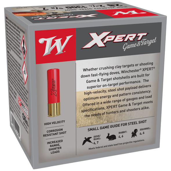 Winchester Xpert Game & Target Ammunition - 28 Gauge, 2-3/4", #7, Steel, 5/8 oz, 1300 fps, Model WE28GT7