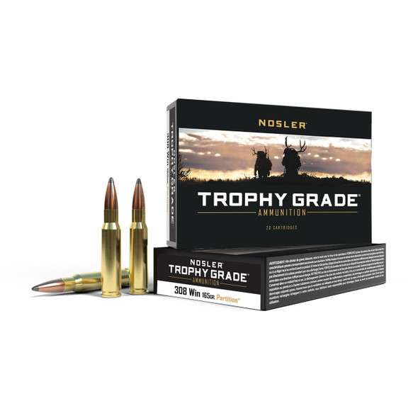 Nosler Trophy Grade Ammunition - 308 Win, 165 gr, Partition, 2800 fps, Model 60053