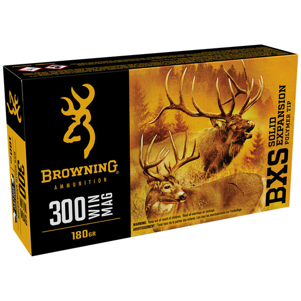 Browning BXS Copper Expansion Ammunition - 300 Win Mag, 180 gr, Tipped Solid Copper, 3000 fps, Model B192403001
