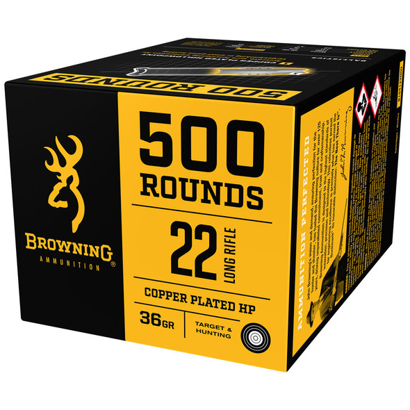 Browning BPR Performance Rimfire Ammunition - 22 LR, 36 gr, Copper Plated HP, 1280 fps, Model B194122000