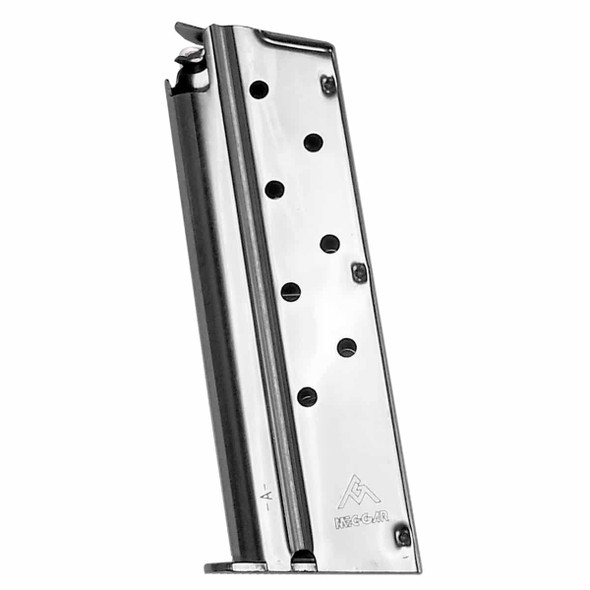 Mec-Gar Magazine for 1911 Officer / Compact - 9mm, 8-Rounds, Nickel, Metal Floorplate