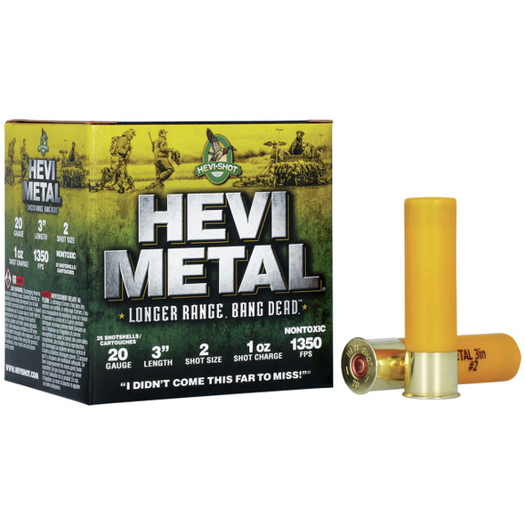 HEVI-Shot HEVI-Metal Longer Range Ammunition - 20 Gauge, 3", #2, Bismuth/Steel, 1 oz, 1350 fps, Model HS39002