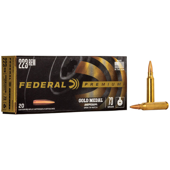 Federal Gold Medal Berger Ammunition - 223 Rem, 73 gr, BBTT, 2800 fps, Model GM223BH73
