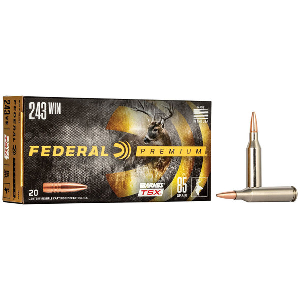 Federal Barnes TSX Ammunition - 243 Win, 85 gr, TSX, 3200 fps, Model P243K