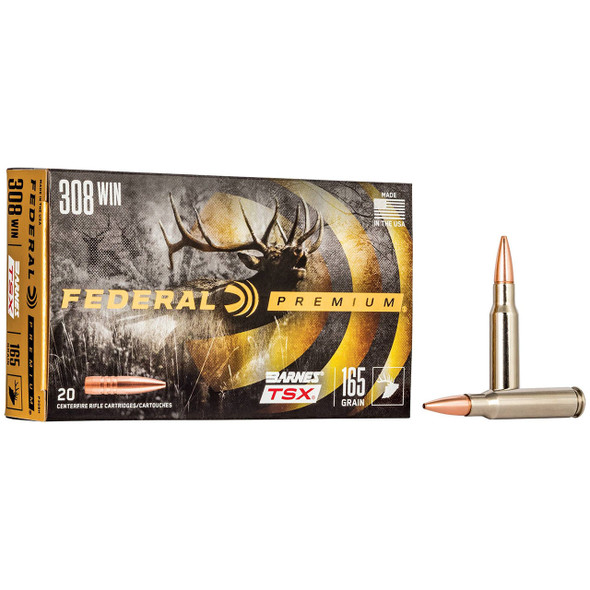 Federal Barnes TSX Ammunition: 308 Win, 165 gr, TSX, 2650 fps, Model P308H