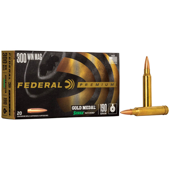 Federal Gold Medal Sierra MatchKing Ammunition: 300 Win Mag, 190 gr, BTHP, 2900 fps, Model GM300WM