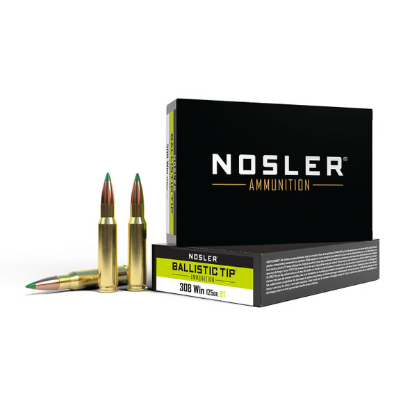 Nosler Ballistic Tip Hunting Ammunition - 308 Win, 125 gr, BT, 3100 fps, Model 40061