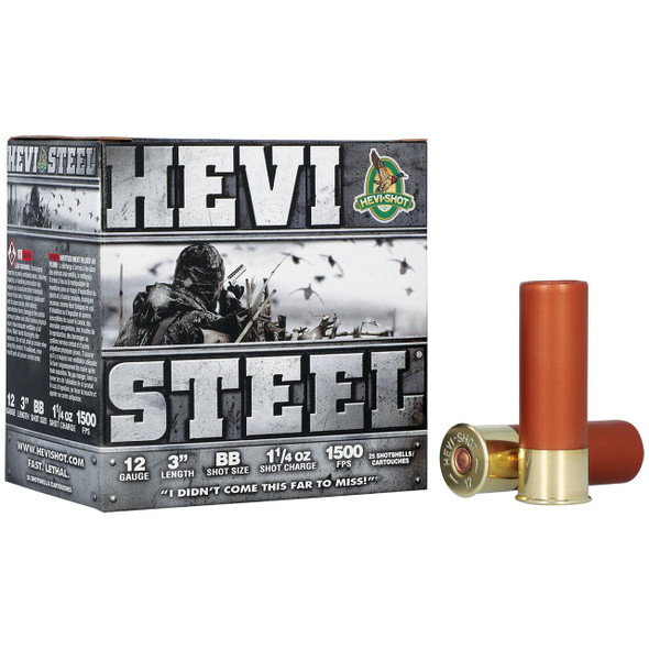 HEVI-Shot HEVI-Steel Ammunition - 12 Gauge, 3", Steel, BB, 1-1/4 oz, 1500 fps, Model HS60088