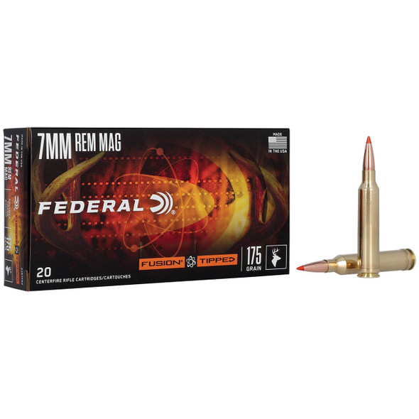 Federal Fusion Tipped Ammunition: 7mm Rem Mag, 175 gr, Tipped Fusion, 2775 fps, Model F7RTFS2