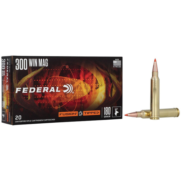 Federal Fusion Tipped Ammunition: 300 Win Mag, 180 gr, Tipped Fusion, 2950 fps, Model F300WTFS3