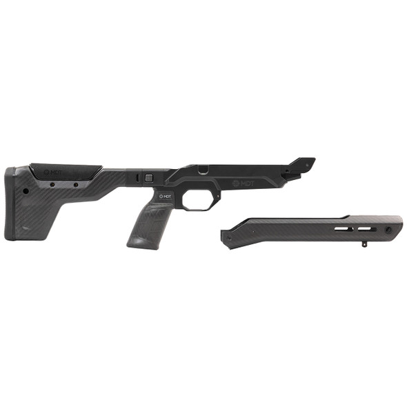 MDT HNT26 Chassis System: Remington 700 LA, Black Carbon Fiber, Standard Forend, Folding Buttstock