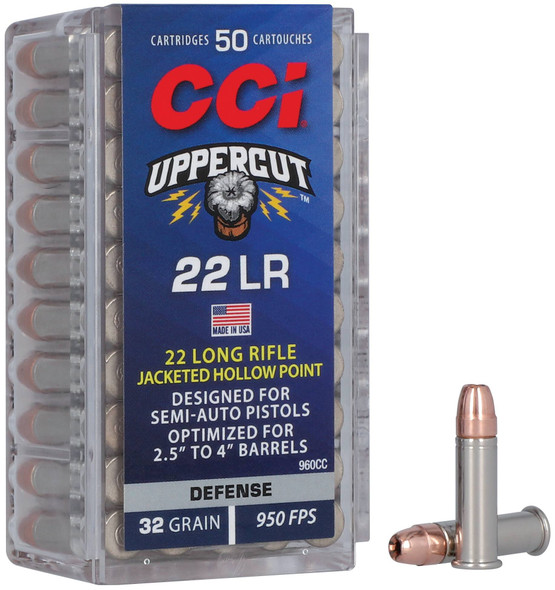 CCI Uppercut Ammunition: 22 LR, 32 Grain, Jacketed Hollow Point, 950 fps