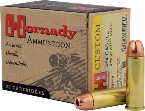 Hornady Custom Ammunition: 454 Casull, 240 Grain, XTP Mag, 1900 fps