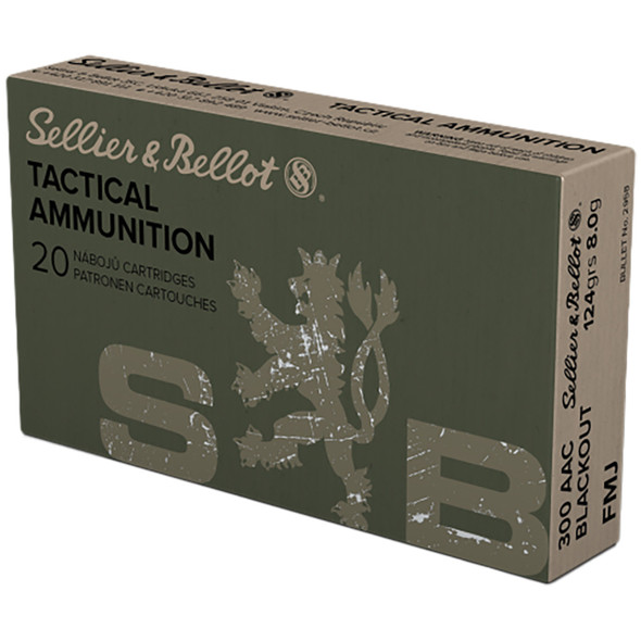 Sellier & Bellot Tactical Ammunition: 300 AAC Blackout, 124 gr, FMJ, 660 m/s, Model 341282