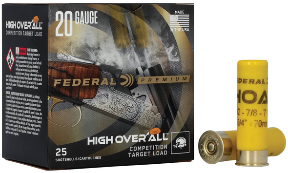 Federal High Over All Ammunition: 20 Gauge, 7.5 Shot, 2-3/4 in, 7/8 oz, 1200 fps, Qty: 25