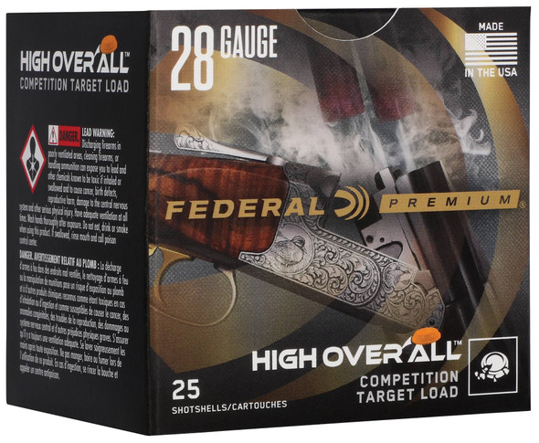 Federal High Over All Ammunition: 28 Gauge, 8.5 Shot, 2-3/4 in, 3/4 oz, 1250 fps, Qty: 25