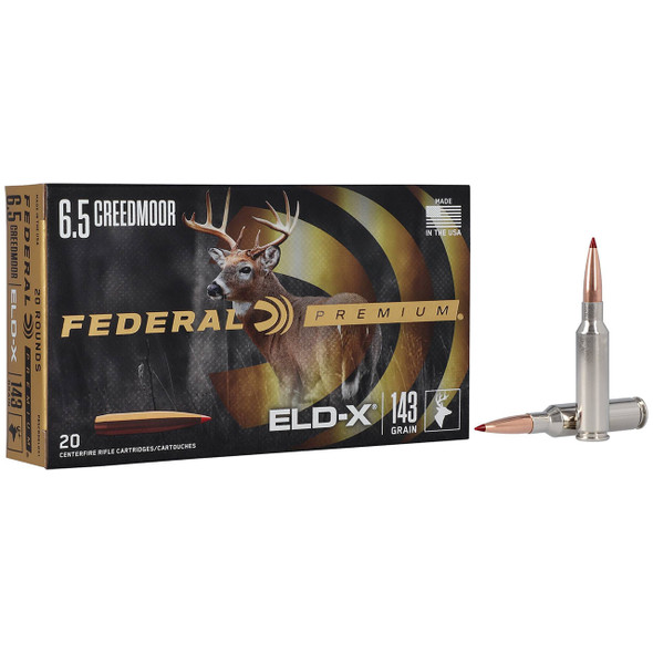 Federal ELD-X Ammunition: 6.5 Creedmoor, 143 gr, ELD-X, 2700 fps, Model P65CRDELDX1