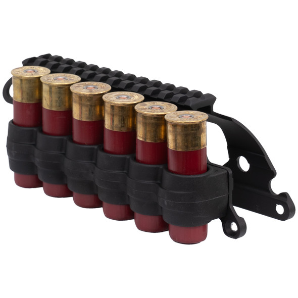 Mesa Tactical SureShell Carrier & Saddle Rail for Remington 870: 12 Gauge, 6-Shells, 5" Rail, Polymer